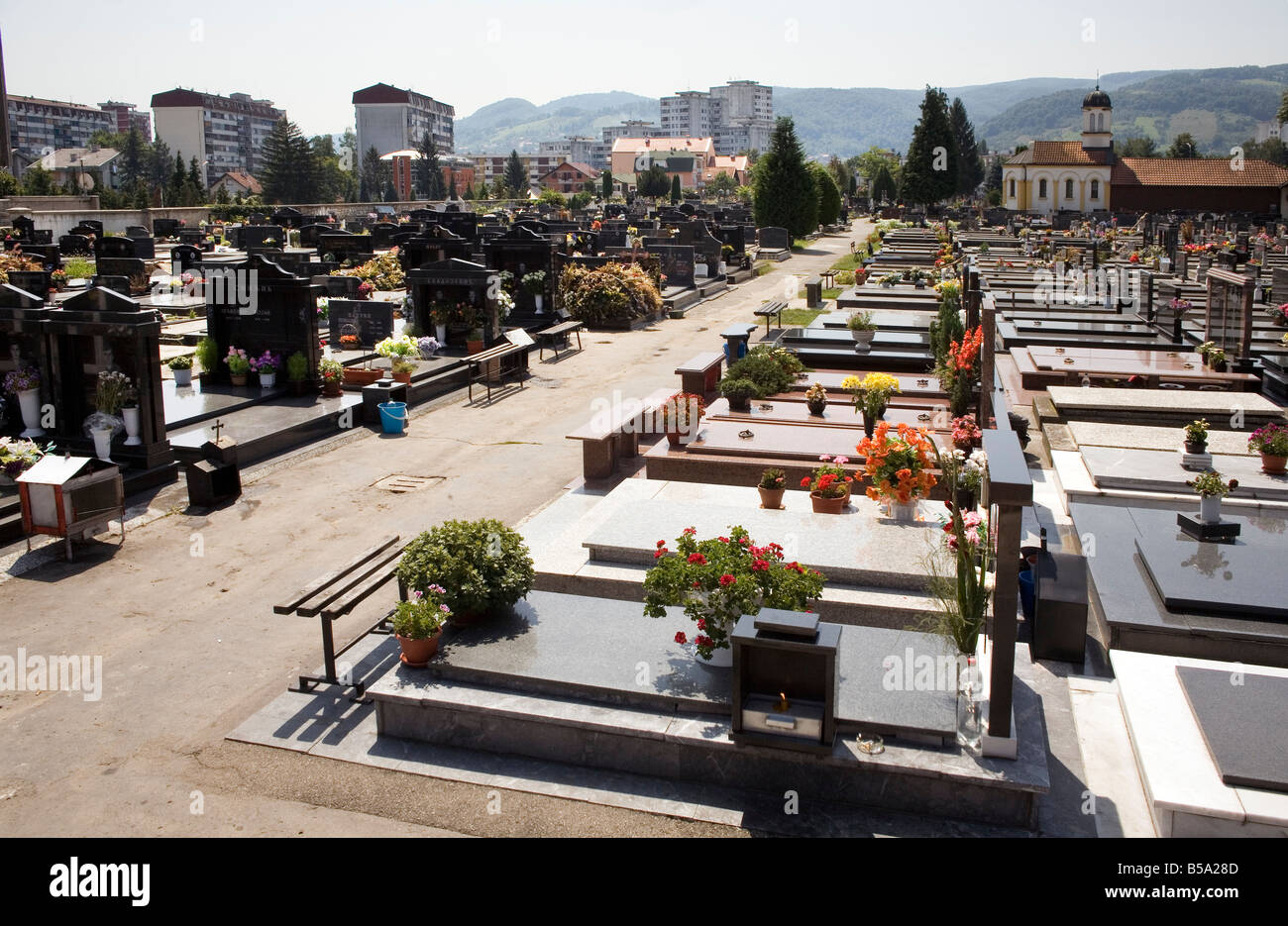 Orthodox Christian graveyard in Banja Luka Republic of Srpska in Bosnia and Herzegovina Stock Photo