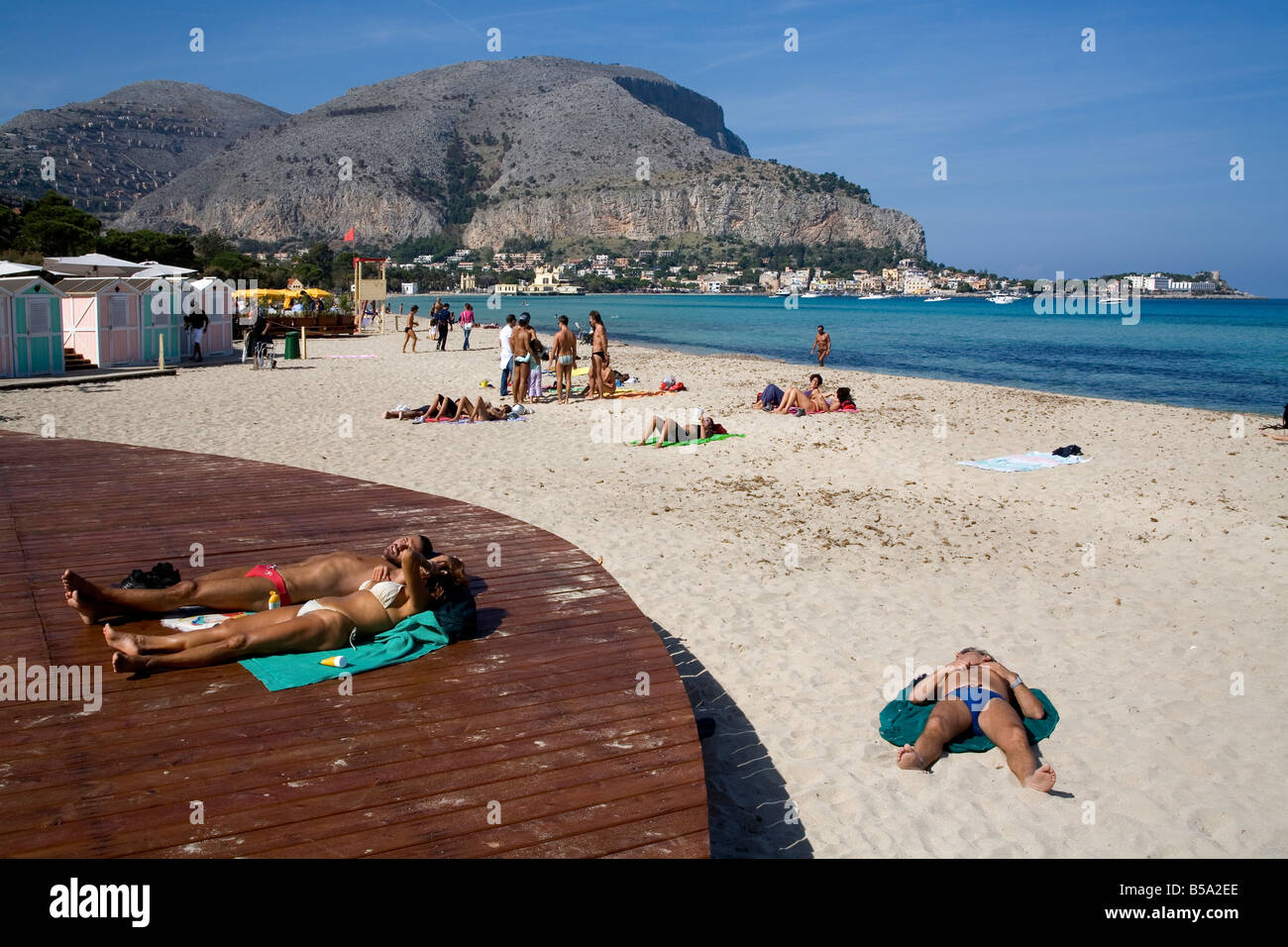 Mondello beach Palermo Sicily Italy Stock Photo