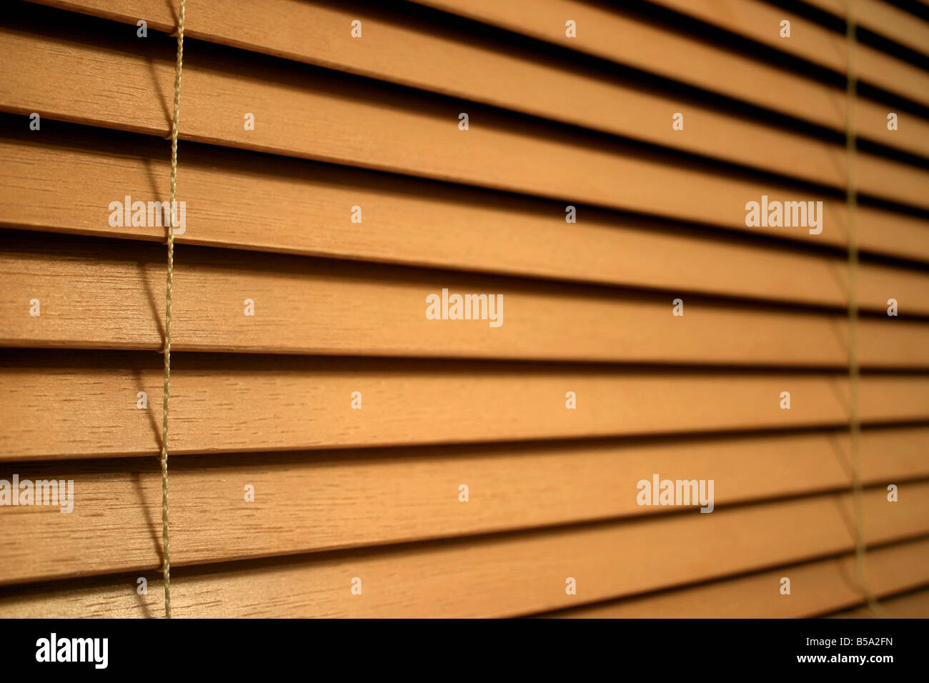 Closeup detail of wooden slat blinds Stock Photo
