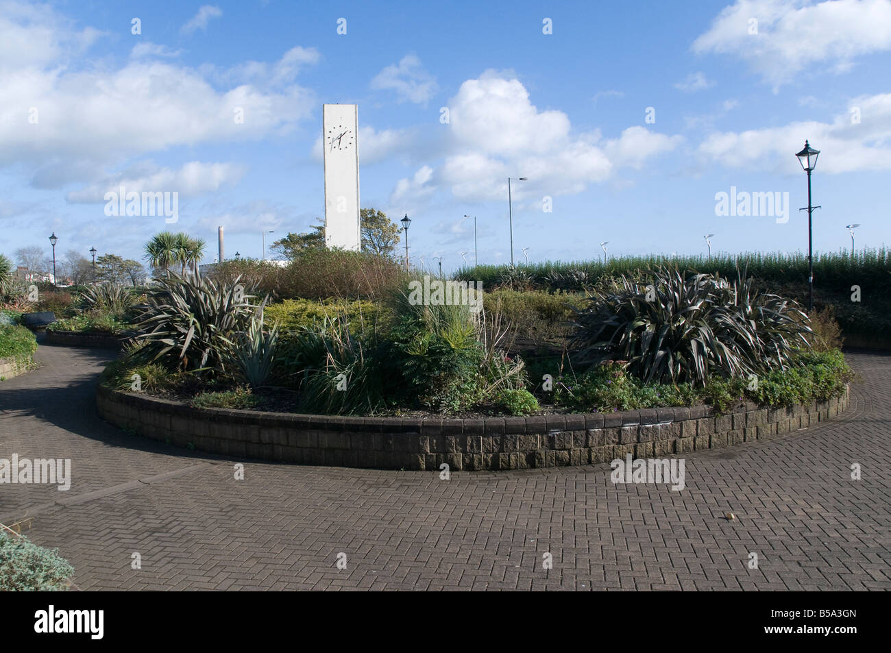 Marine Gardens and clock tower, Carrickfergus Stock Photo