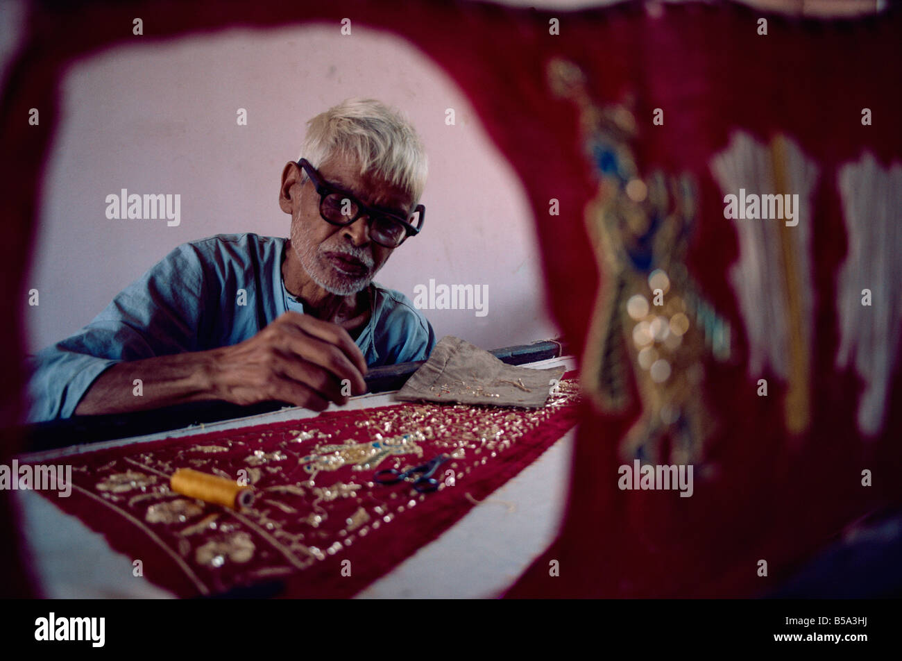 Intricate embroidery work India Asia Stock Photo