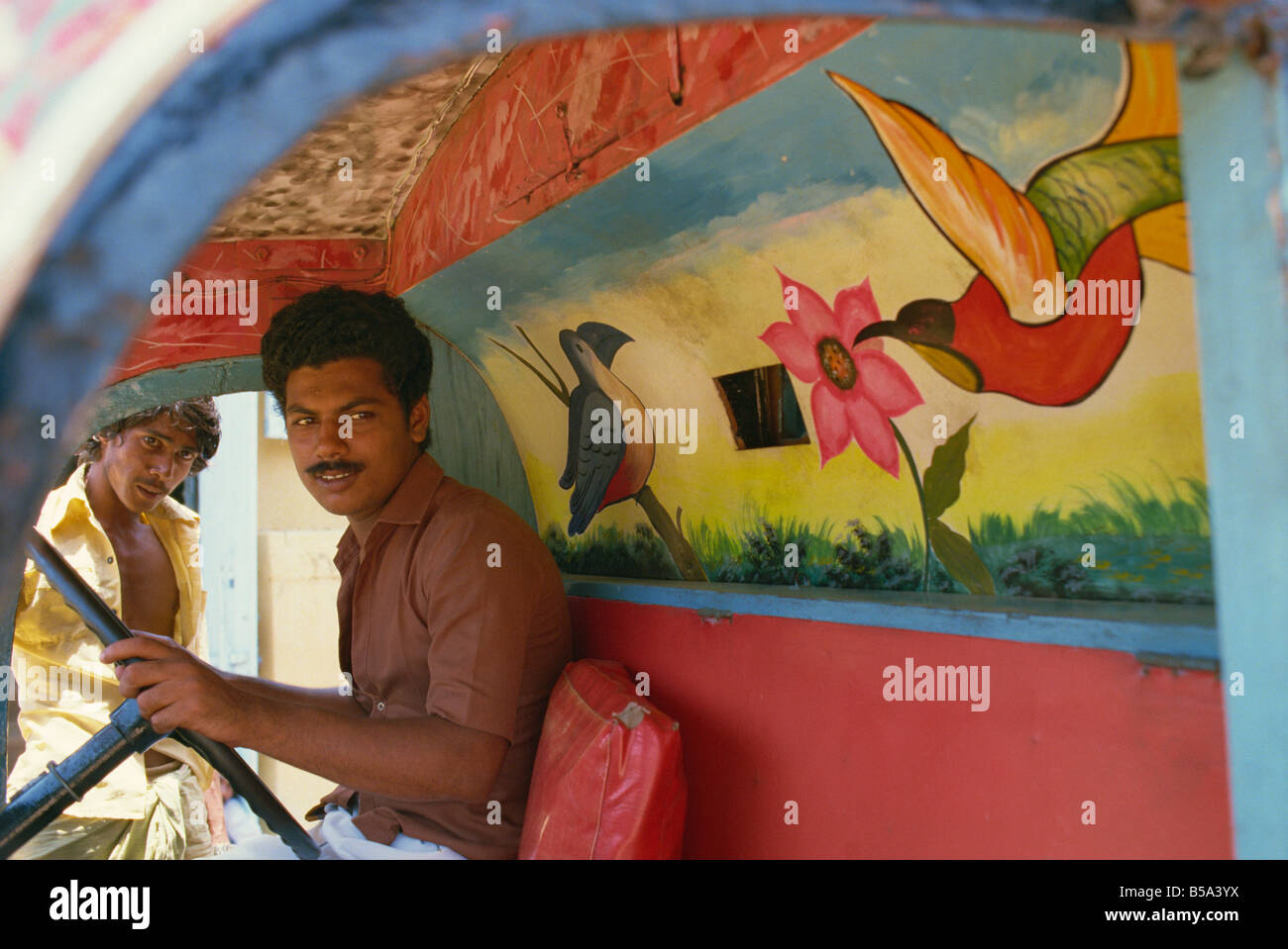 Garishly painted trucks in south India India Asia Stock Photo