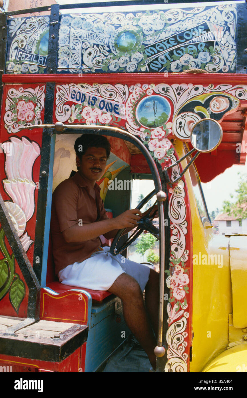 Garishly painted trucks in south India India Asia Stock Photo