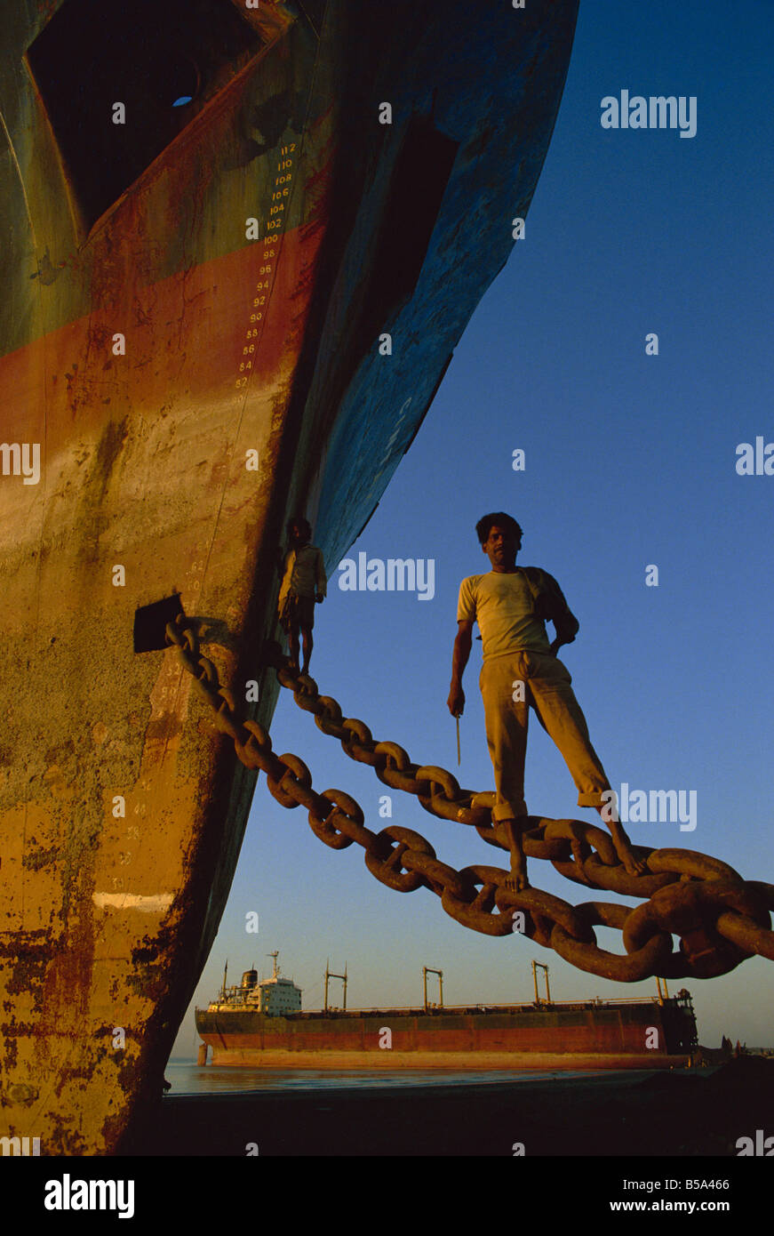 Ship breakers yard Alang Gujarat India Asia Stock Photo