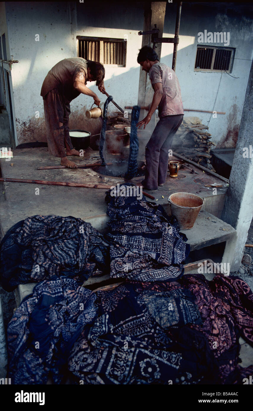 Batik dyeing Mandui Kutch district Gujarat state India Asia Stock Photo
