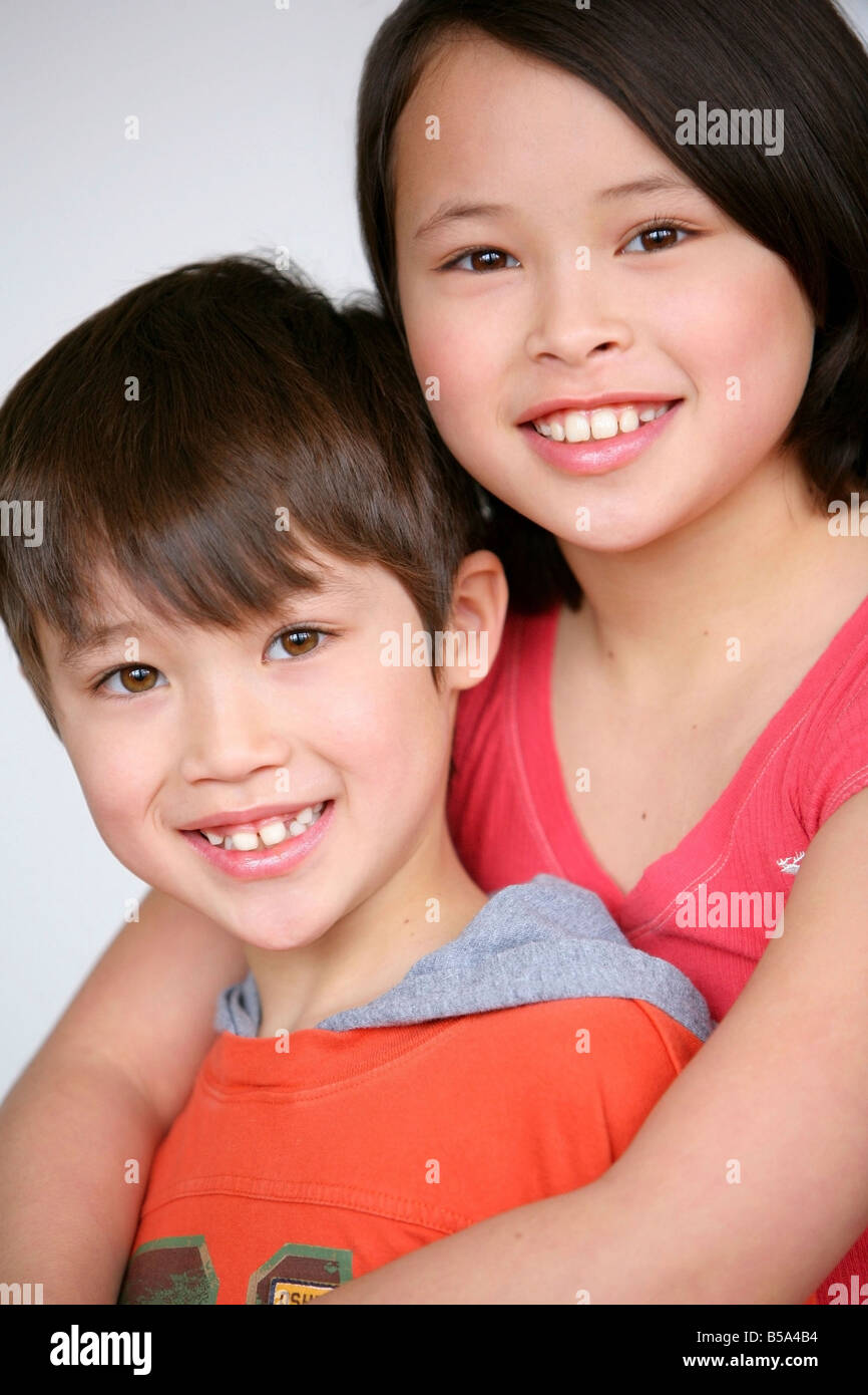 Portrait of young brother and sister Stock Photo Alamy