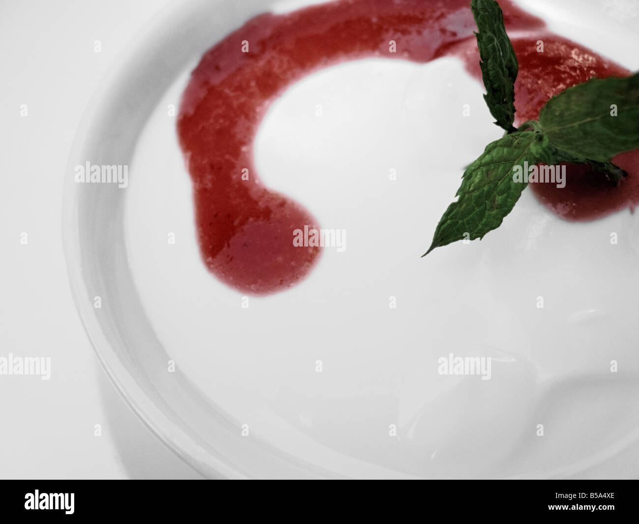 Yoghurt With Strawberry Sauce Stock Photo