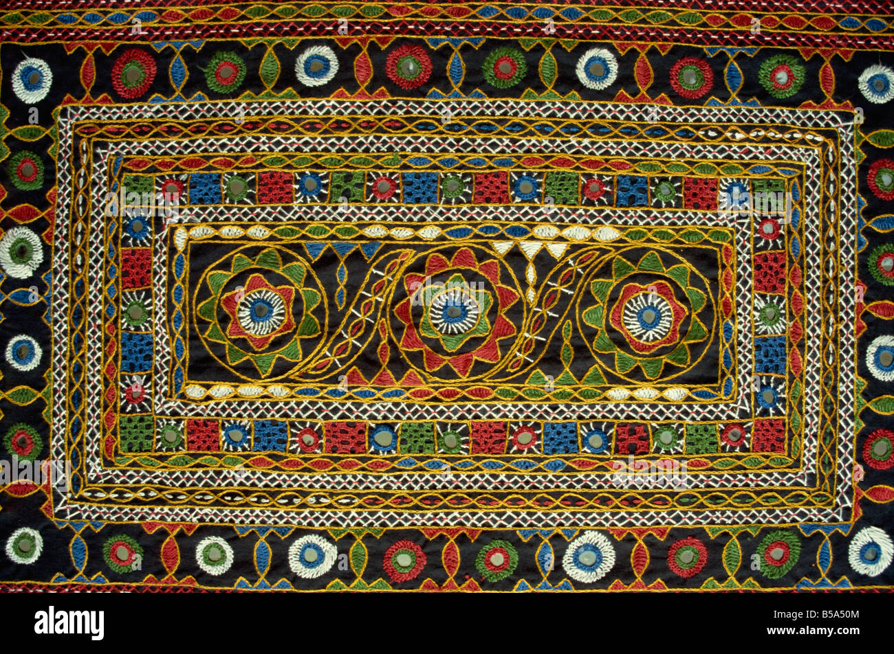 Closeup of Rajasthani embroidery, Rajasthan state, India Stock Photo