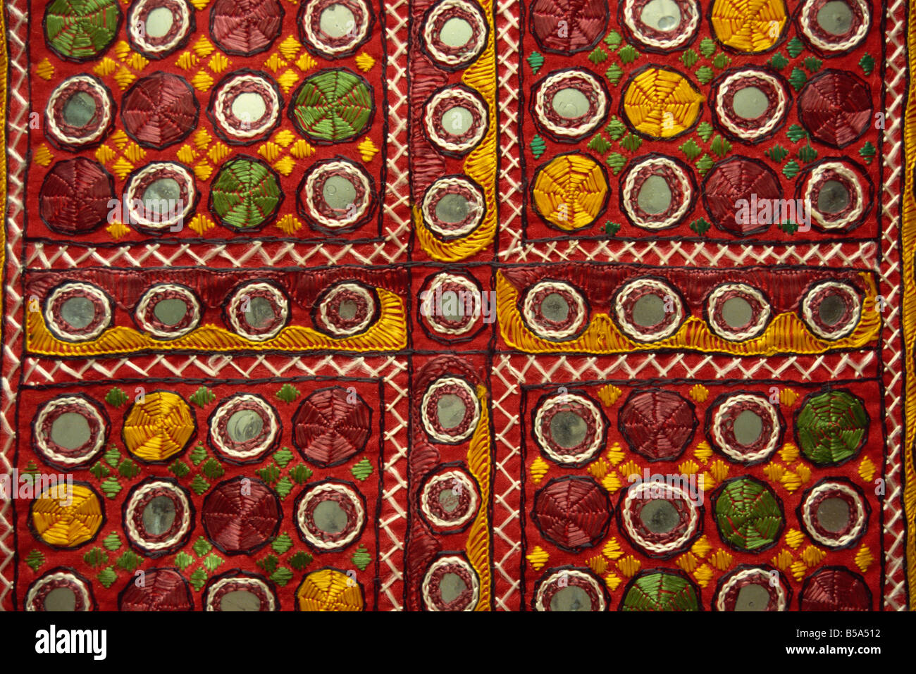 Closeup of Rajasthani embroidery, Rajasthan state, India Stock Photo