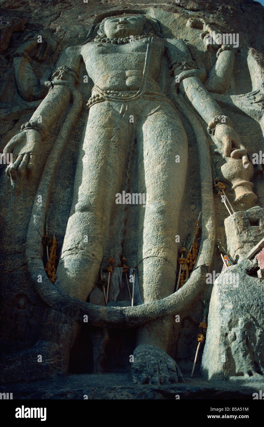 Statue of the future Buddha (Maitreya), Mulbekh, Ladakh, India Stock Photo