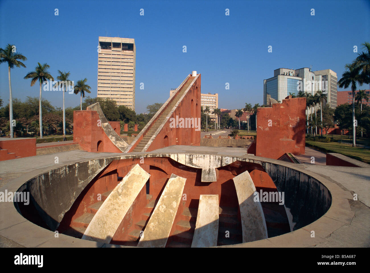 The Jantar Mantar one of five observatories built by Jai Singh II in 1724 Delhi India Asia Stock Photo