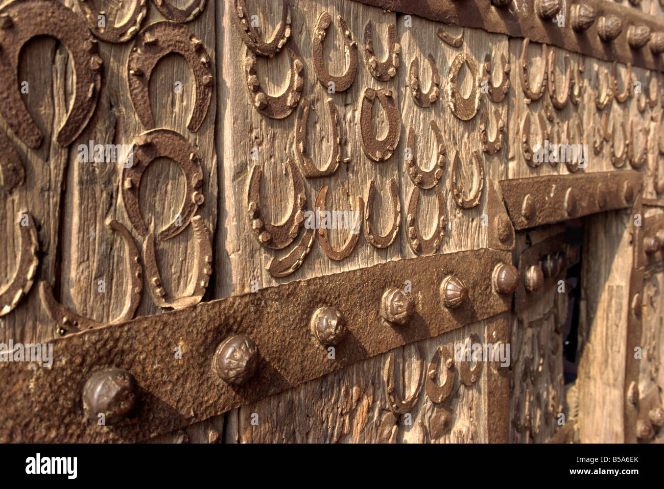 Horseshoes on wall at Fatehpur Sikri built by Akbar in 1570 Uttar Pradesh state India Asia Stock Photo