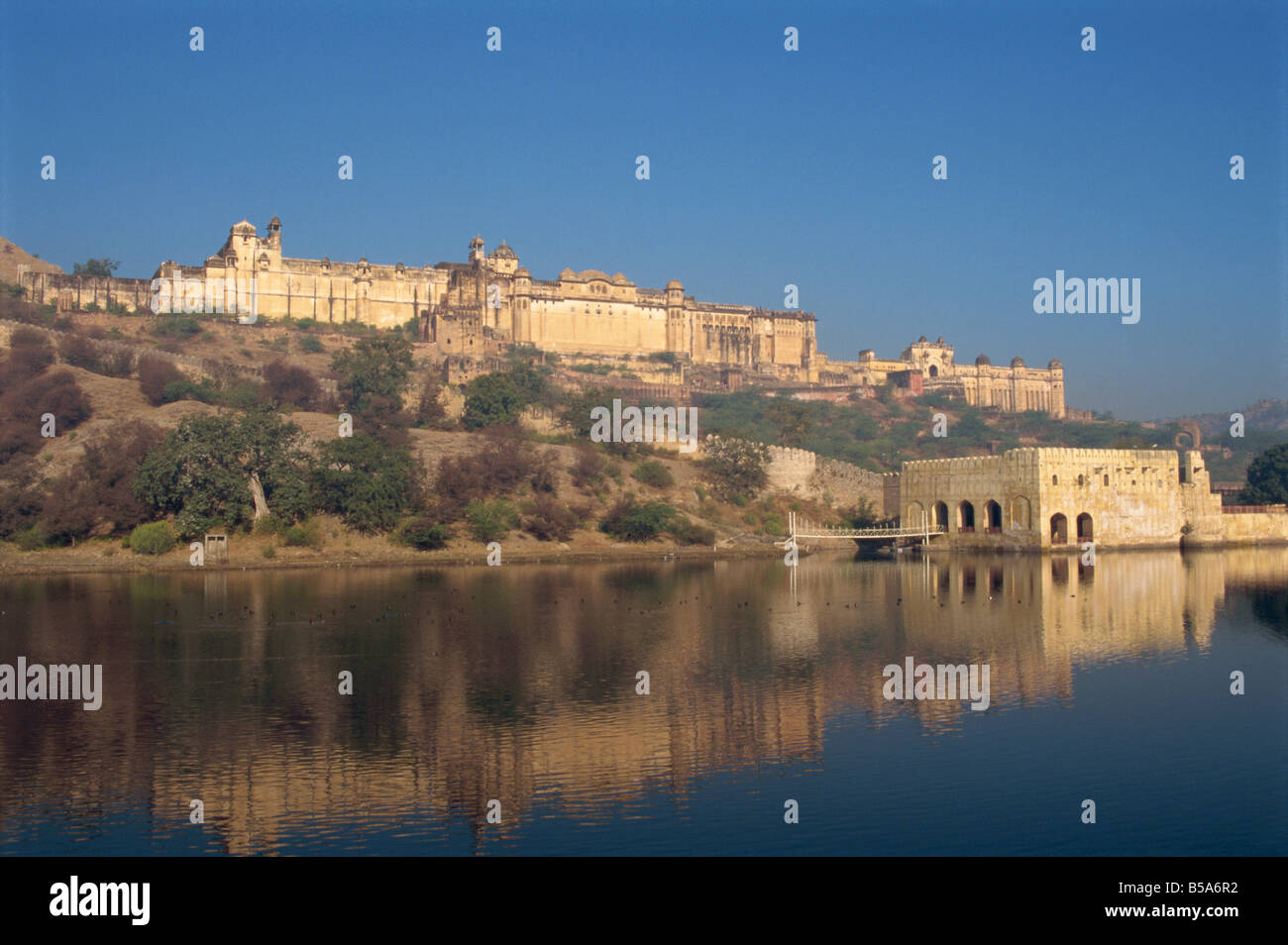 Amber Palace and Fort built in 1592 by Maharajah Man Singh from Moata Sagar lake Jaipur Rajasthan state India Asia Stock Photo