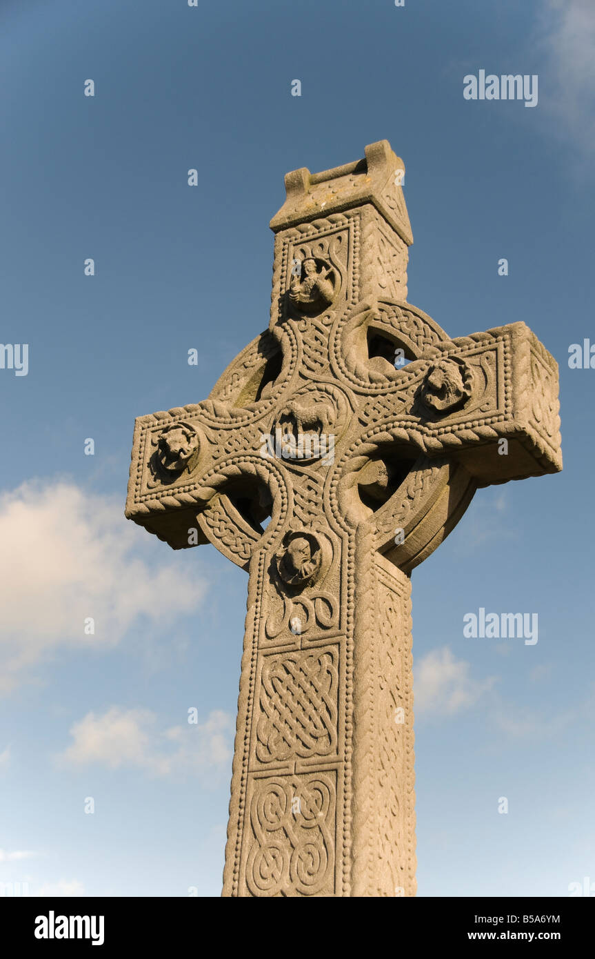 Celtic Cross in an Irish graveyard Stock Photo