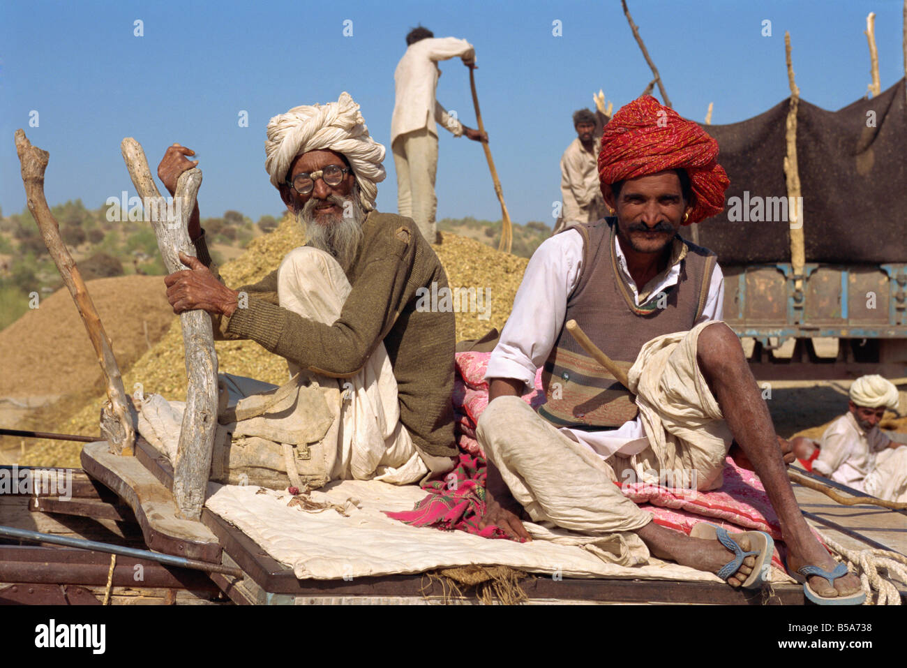 Men in turbans at cattle fair near Dechhu north of Jodhpur Rajasthan state India Asia Stock Photo