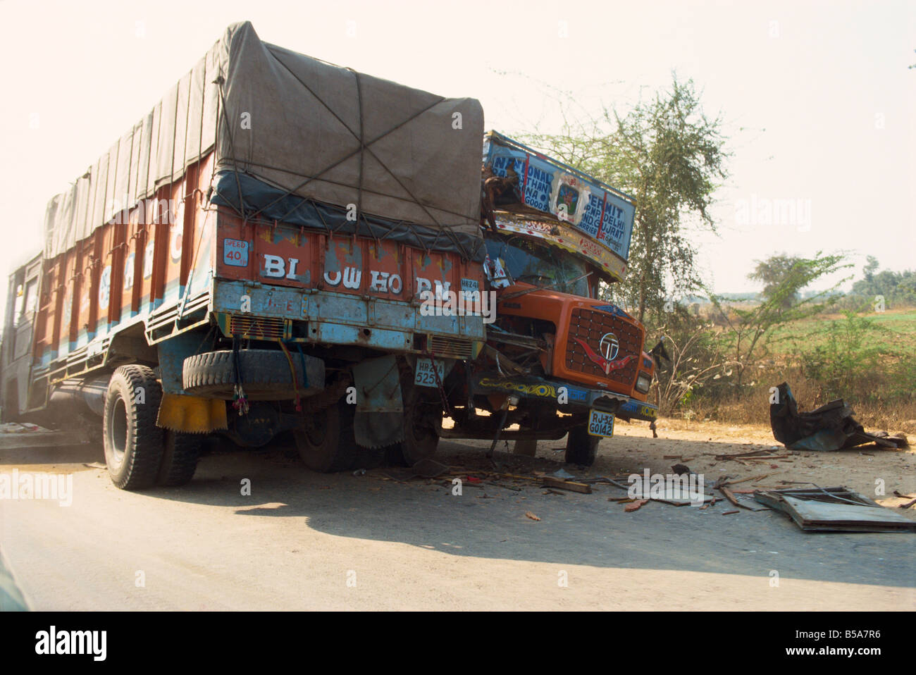 Traffic accident Chittorgarh Rajasthan state India Asia Stock Photo