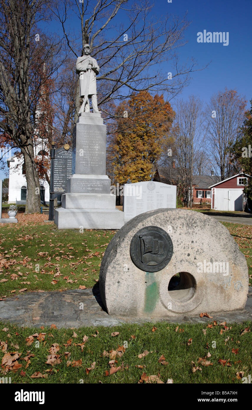 Memorial in the village of Cornish during the autumn months Located in