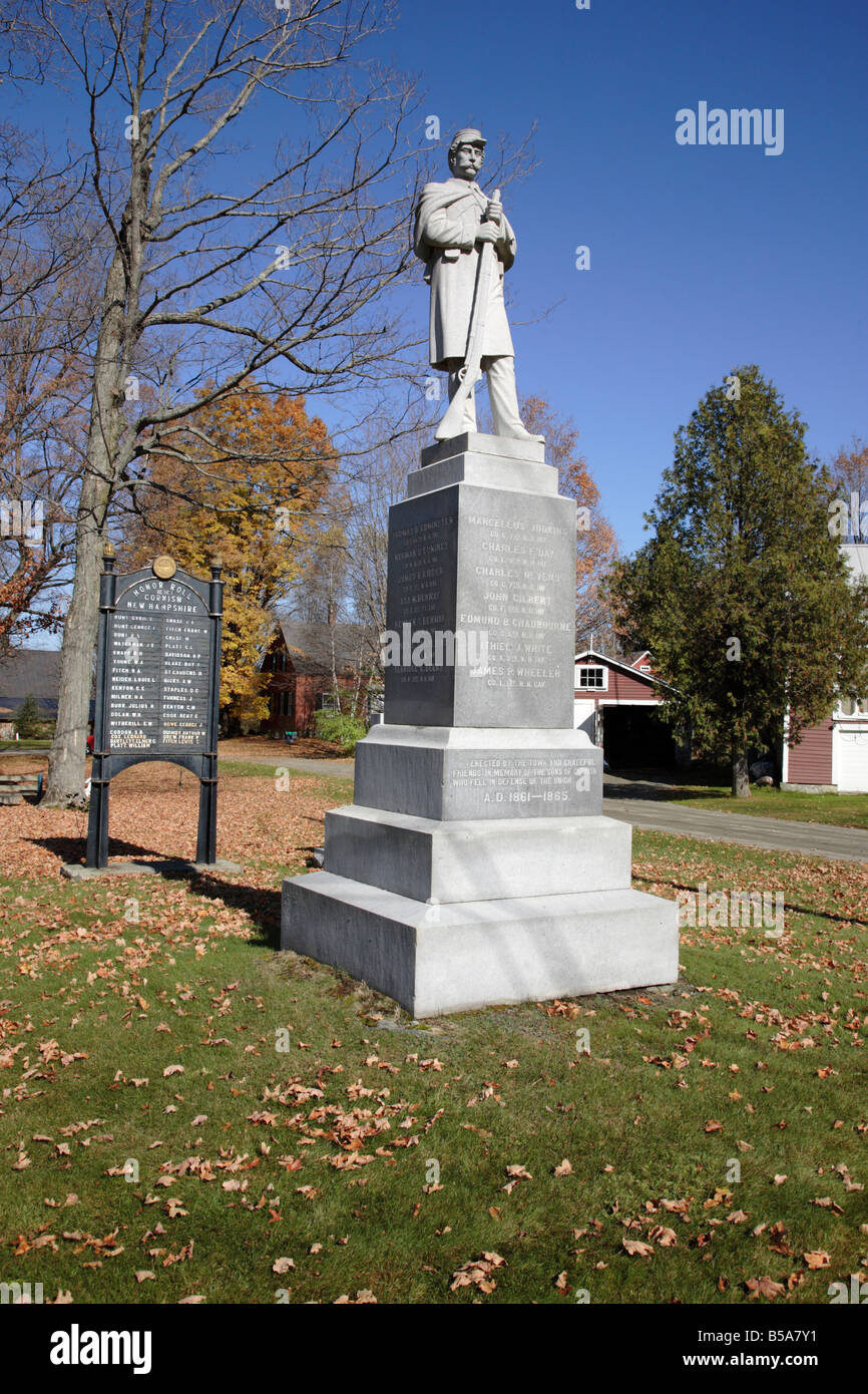 Memorial in the village of Cornish during the autumn months Located in