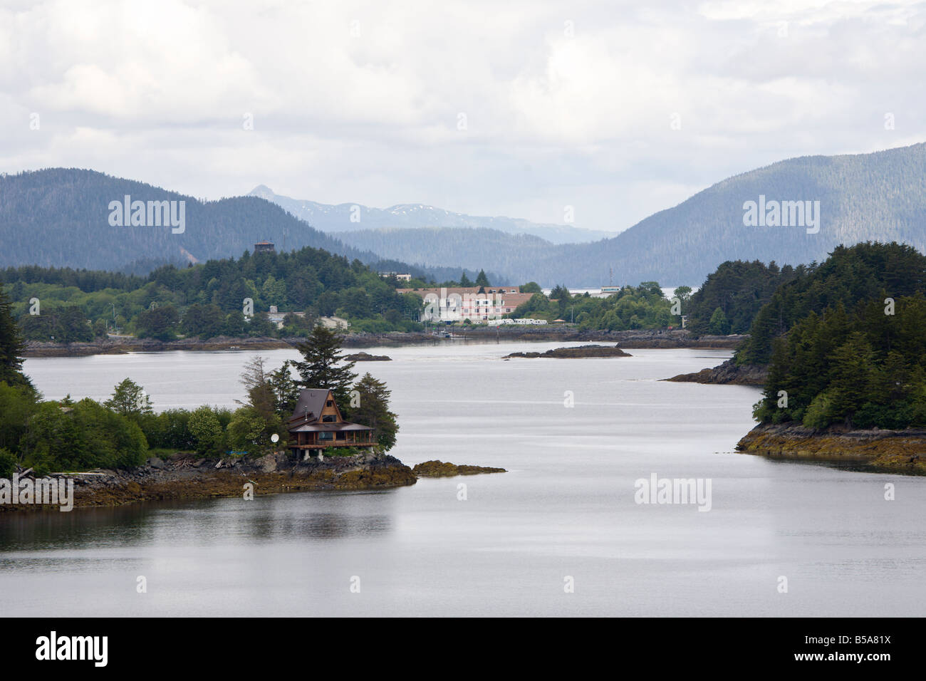 Private island home in coastal waters of Sitka, Alaska Stock Photo - Alamy