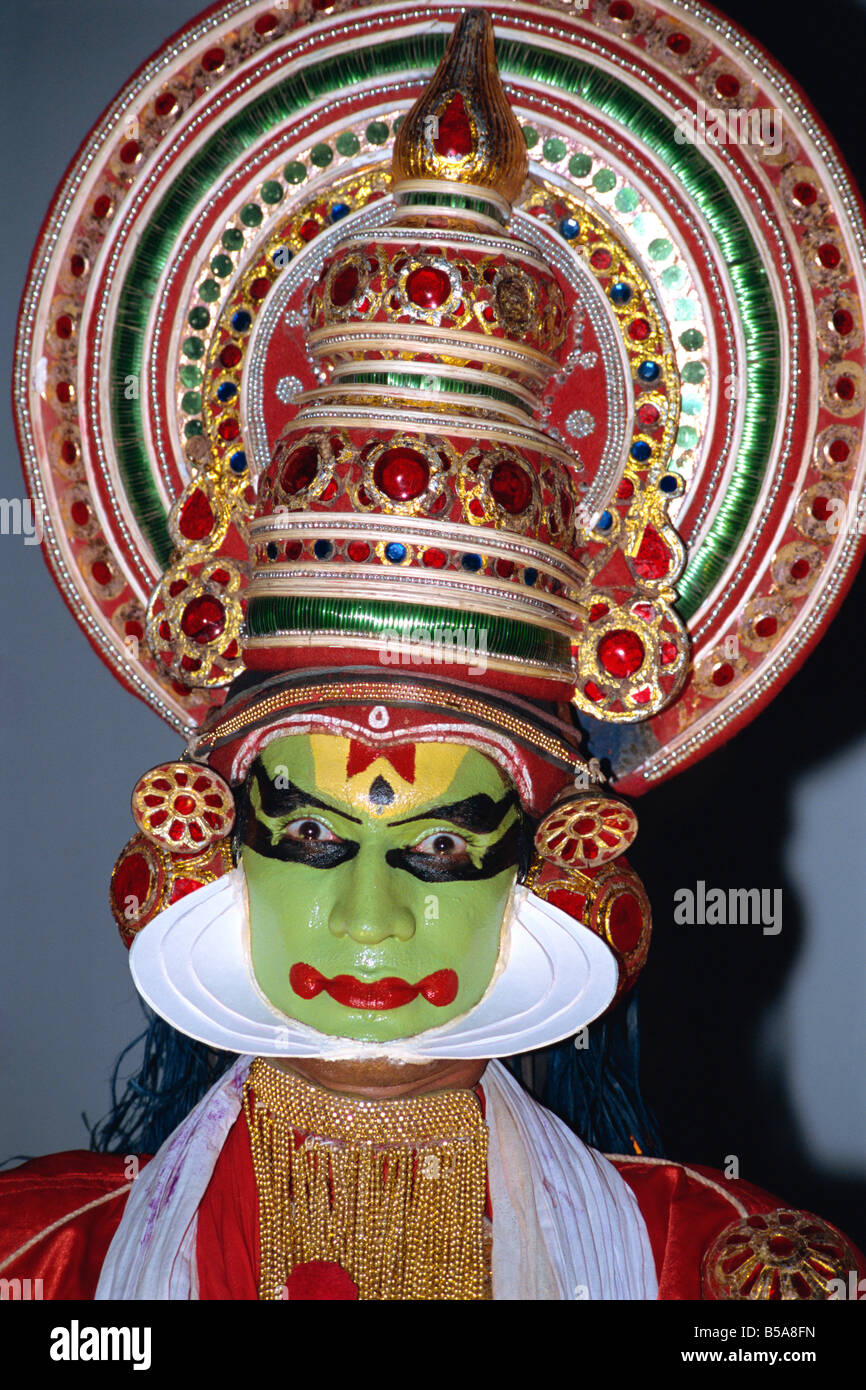 Kathakali dancer in costume, Kerala state, India Stock Photo