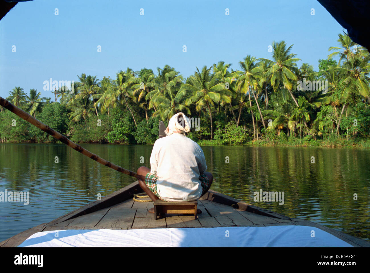 Canals and rivers used as roadways, ferry on Backwaters, Kerala state, India Stock Photo