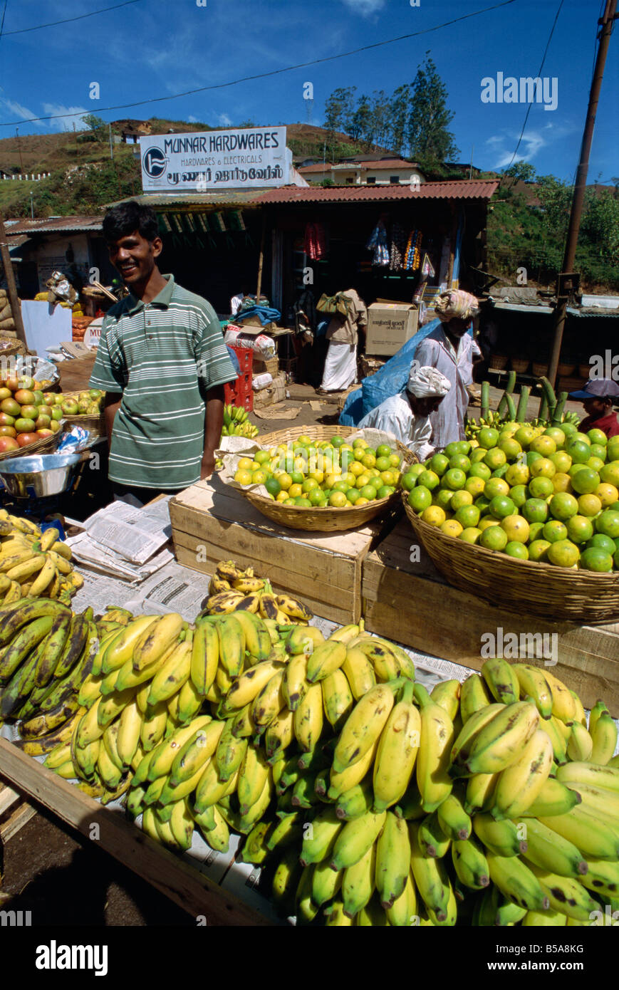 Bananas for sale, Munnar, Western Ghats, Kerala state, India Stock
