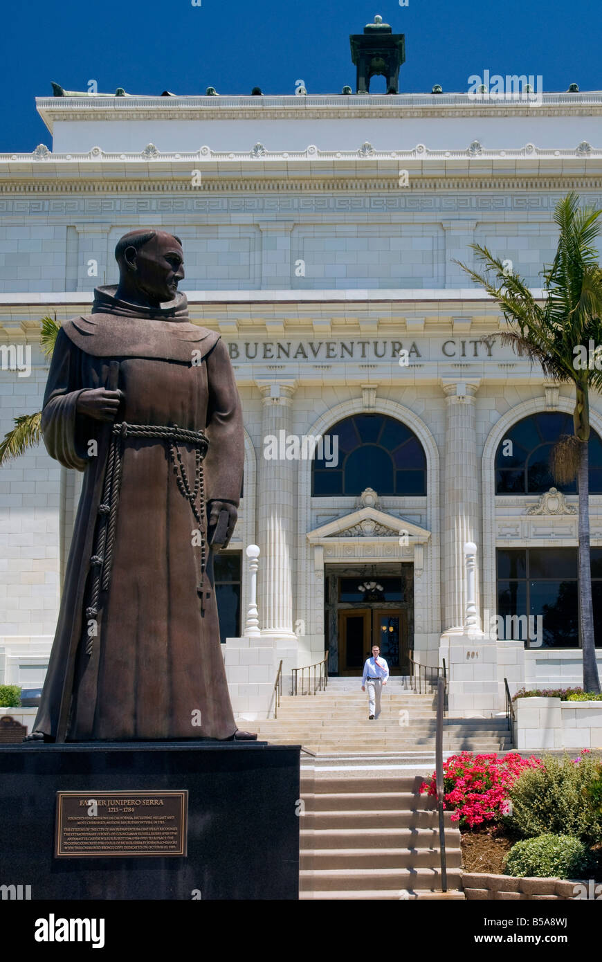 Father Junipero Serra statue by John Palo Kangas at Ventura City Hall California USA Stock Photo