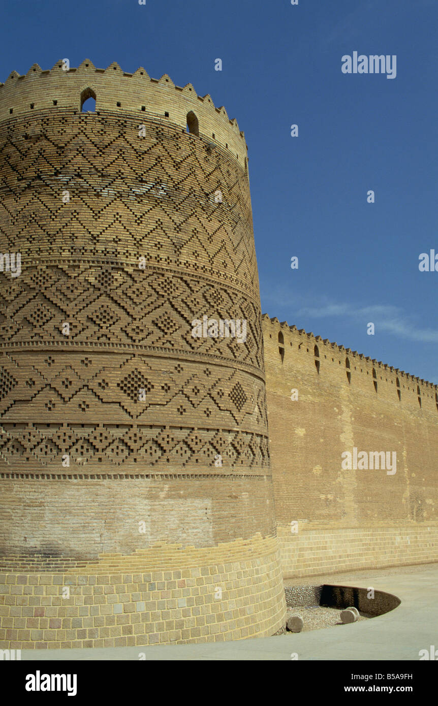 Decorative brickwork on a tower in the Citadel of Karim Khan built in C18th Shiraz Iran Middle East C Rennie Stock Photo