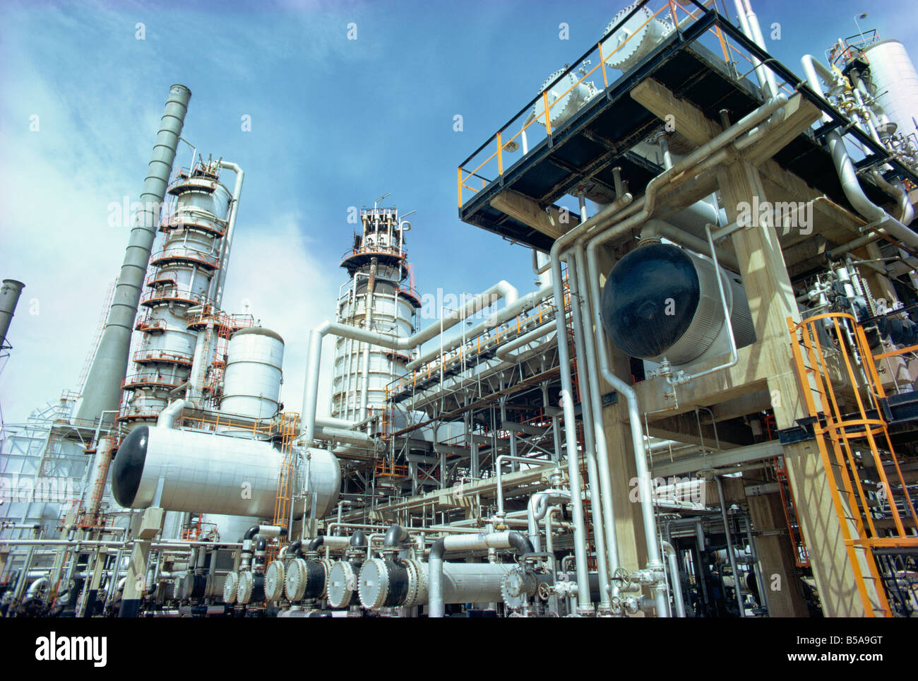 Oil refinery operating in the 1980s Teheran Iran Middle East Stock Photo