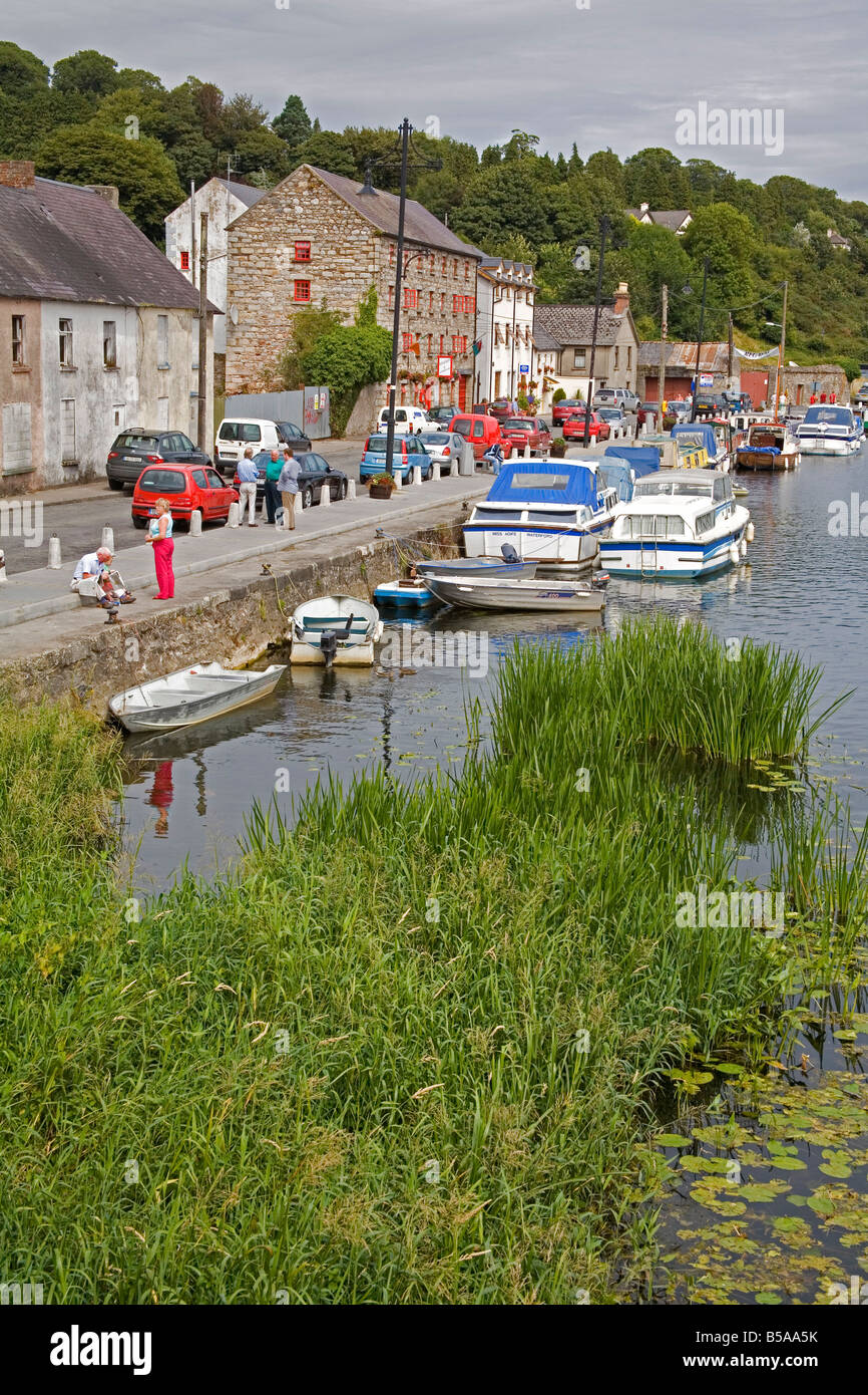 Boats on the River Barrow, Graignamanagh Town, County Carlow, Leinster, Republic of Ireland, Europe Stock Photo