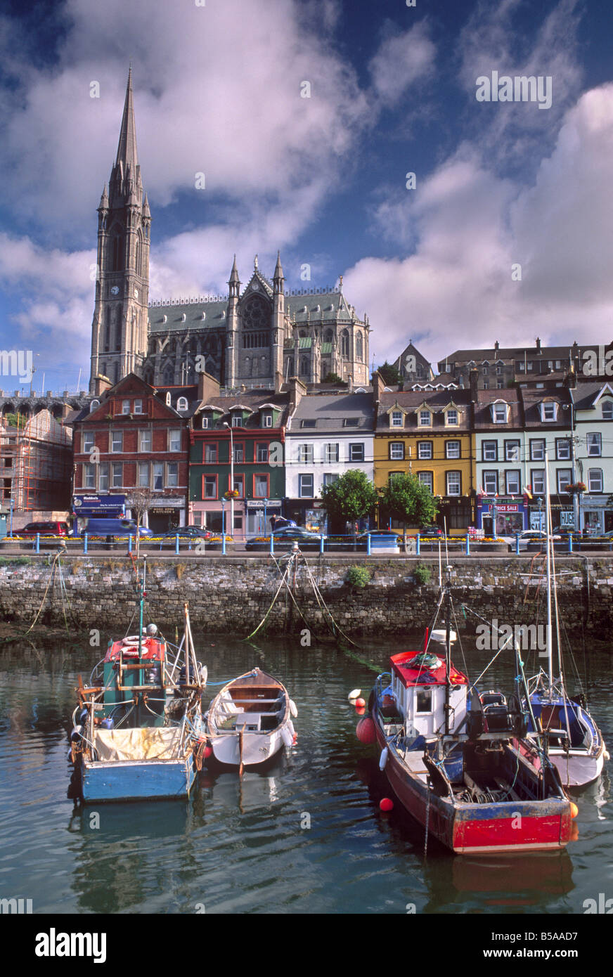 Cobh Harbour and St. Colman's Cathedral, Cobh (Cork), County Cork, Munster, Republic of Ireland