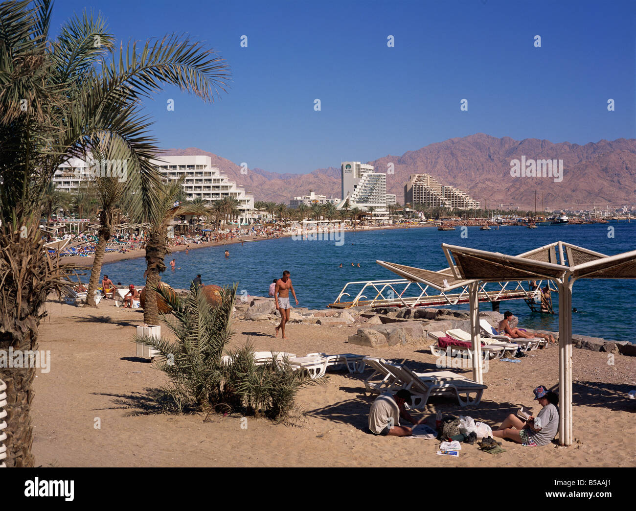 Beach and hotels, Eilat, Israel, Middle East Stock Photo