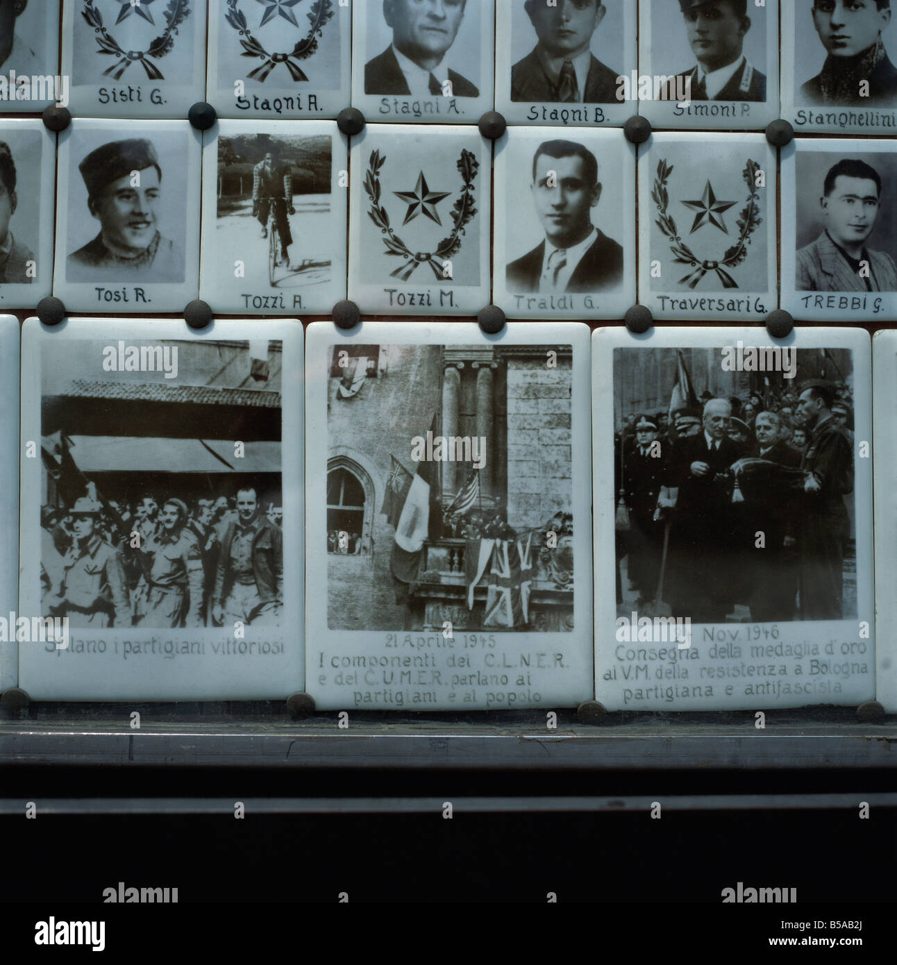 Photographs of those killed in World War II Wall of Memory Bologna