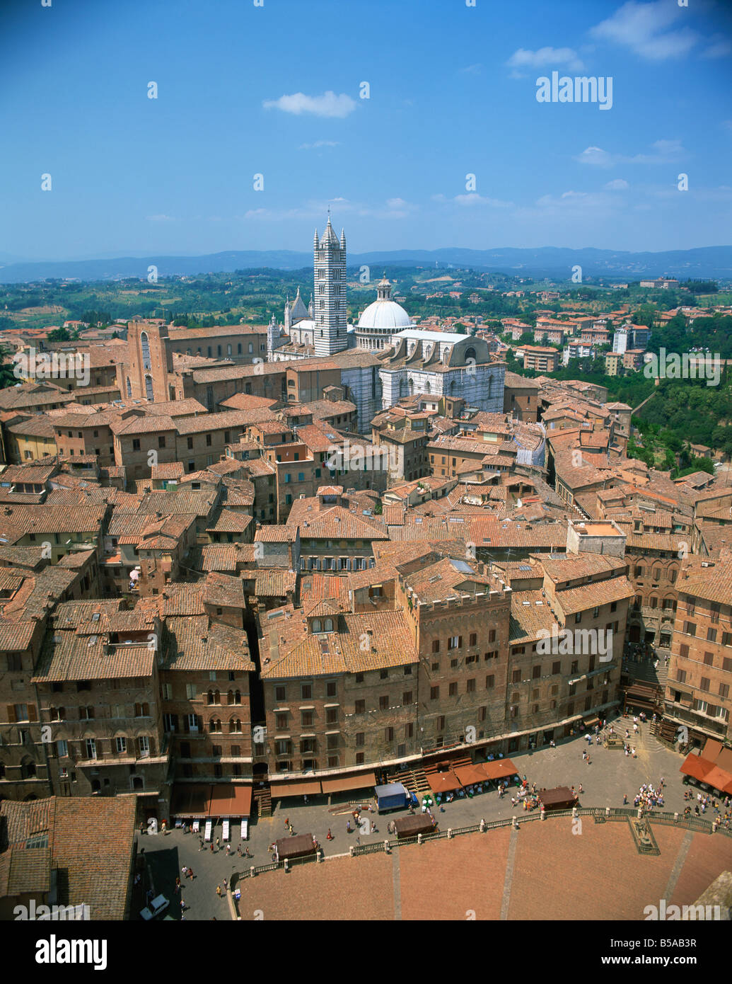Houses and churches on the skyline of the town of Siena UNESCO World Heritage Site Tuscany Italy Europe Stock Photo