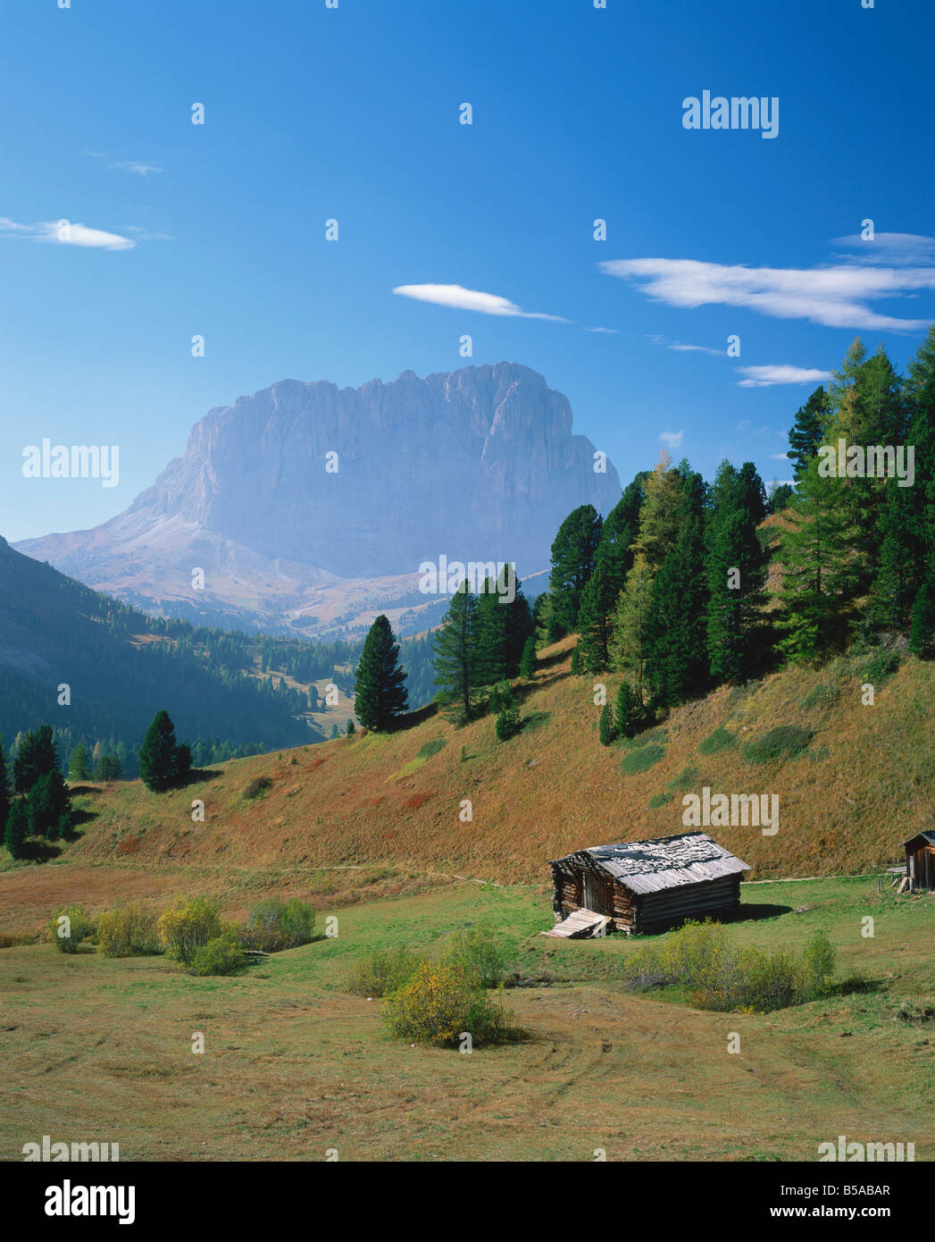 Small hut in the Val di Gardena in the Dolomites Trentino alto Adige Italy R Rainford Stock Photo