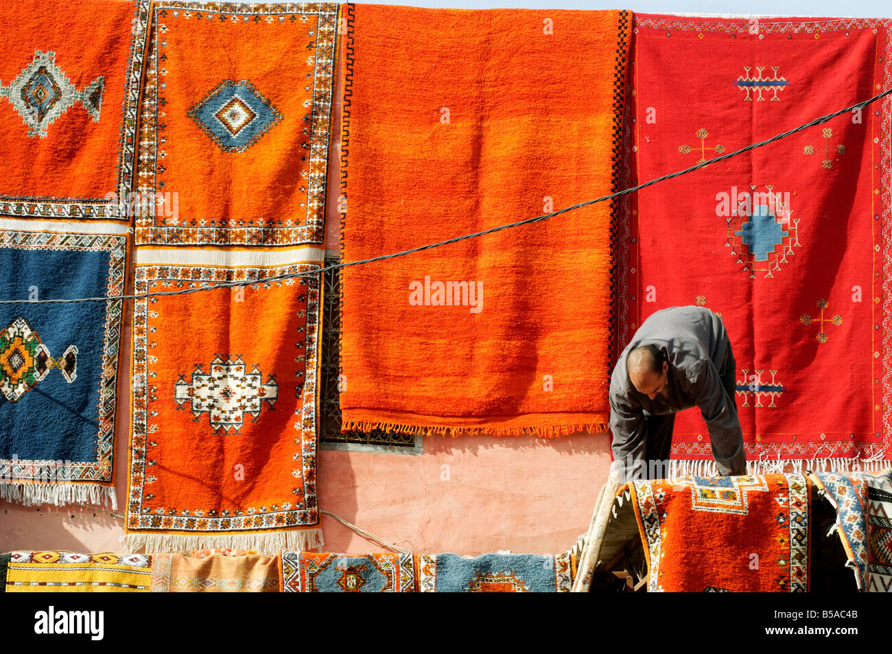 Kilims for sale in the Carpet Souk, Marrakesh, Morocco, North Africa