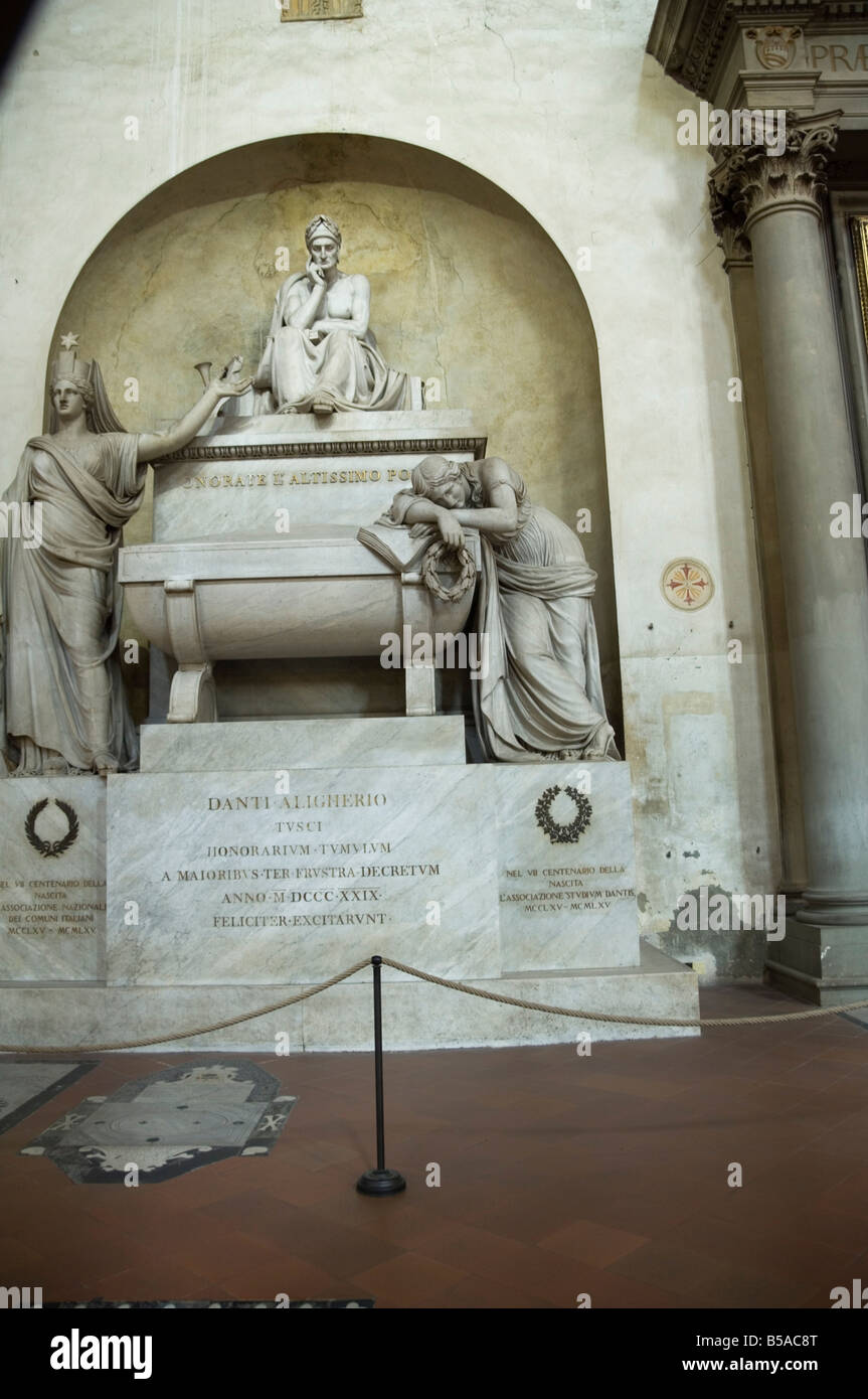 Tomb of Dante, Santa Croce church, Florence (Firenze), UNESCO World Heritage Site, Tuscany, Italy, Europe Stock Photo
