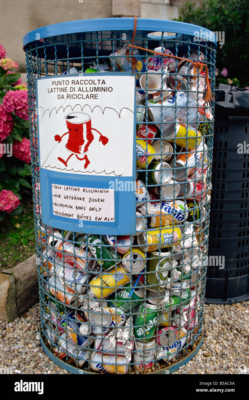 Aluminium cans for recycling Italy Europe Stock Photo