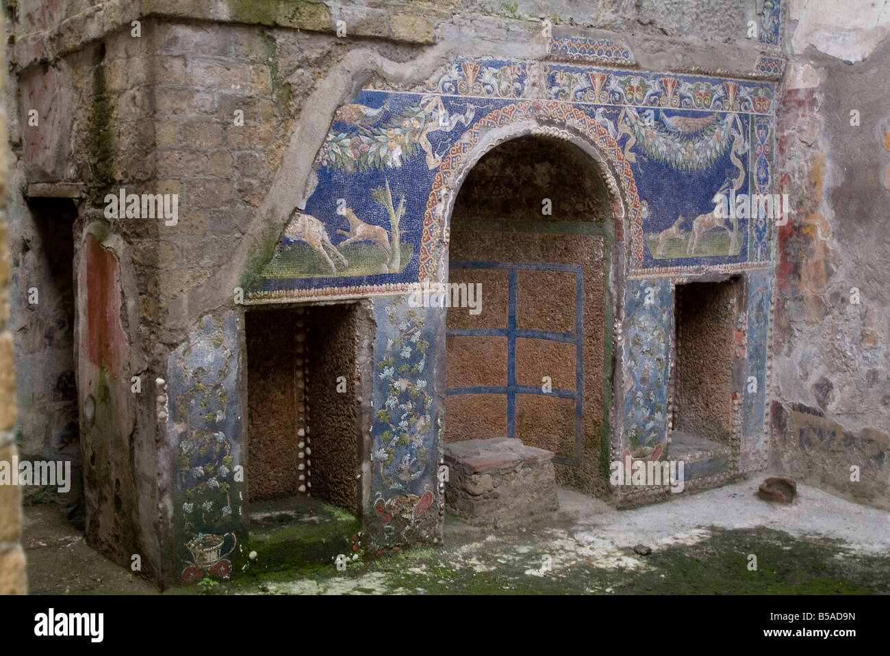 Mosaic from the House of Neptune and Amphitrite, Mount Vesuvius, Campania, Italy Stock Photo