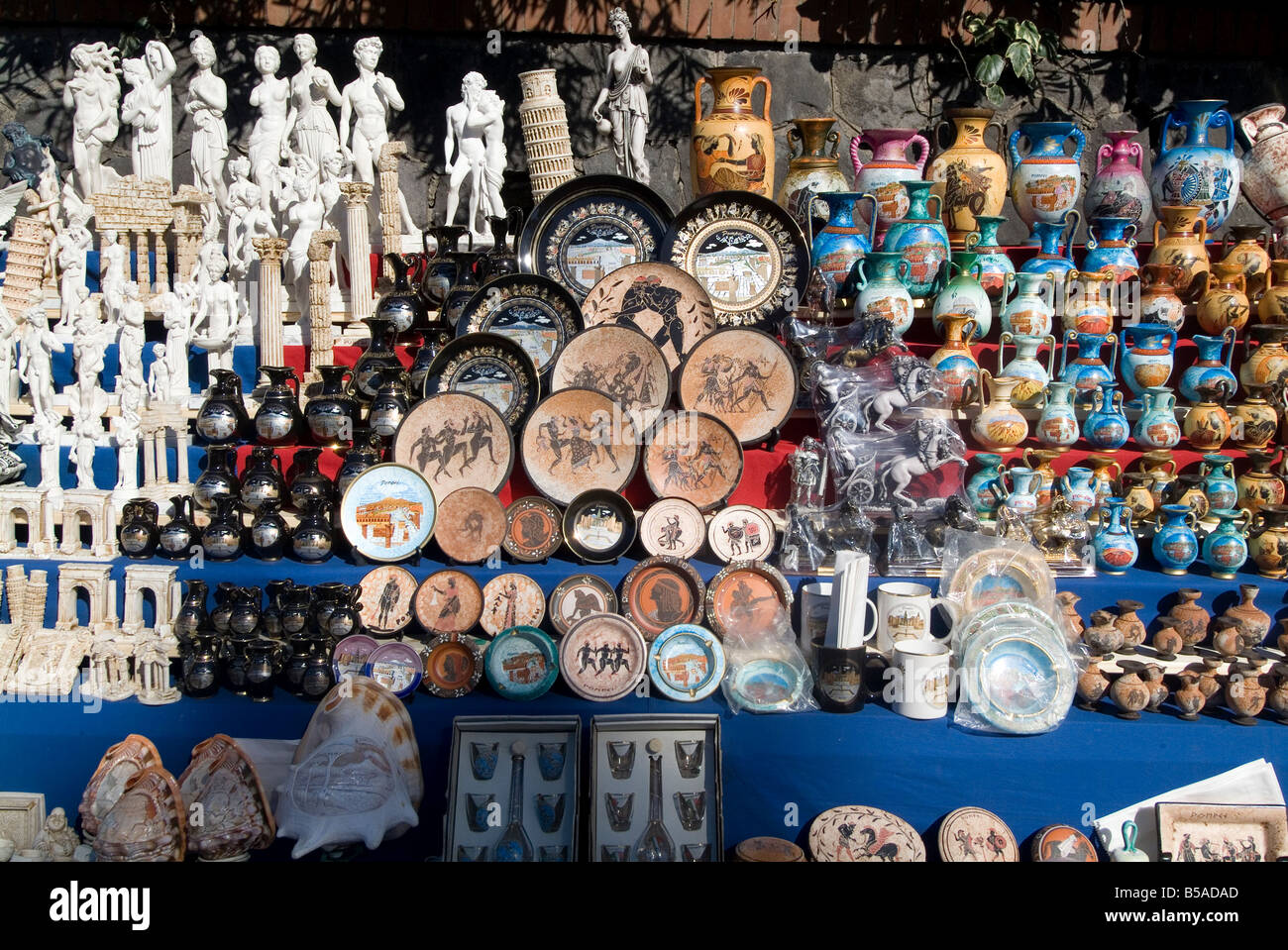 Crafts and reproductions for sale near Pompeii, near Naples, Campania, Italy, Europe Stock Photo