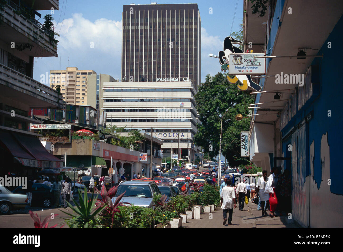 Street scene in city centre Plateau District Abidjan Ivory Coast West Africa Africa Stock Photo