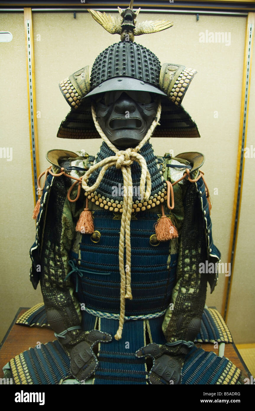 Samurai outfit at Museum of Matsuyama Castle, Matsuyama,  Nagano Prefecture, Honshu Island, Japan Stock Photo