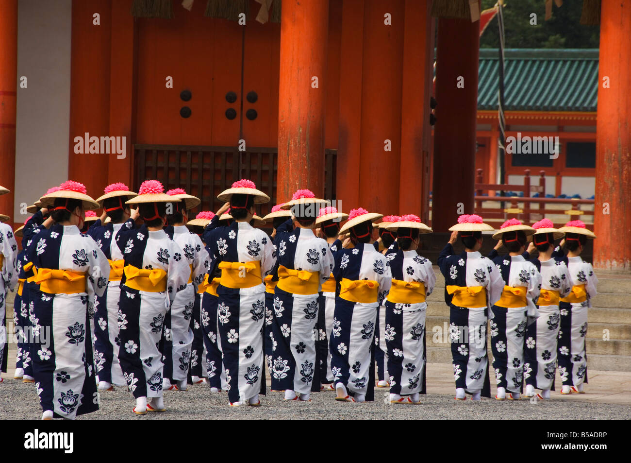 Procession of traditional costume entering Heian Shrine during the Jidai Festival of the Ages, Kyoto, Honshu Island, Japan Stock Photo