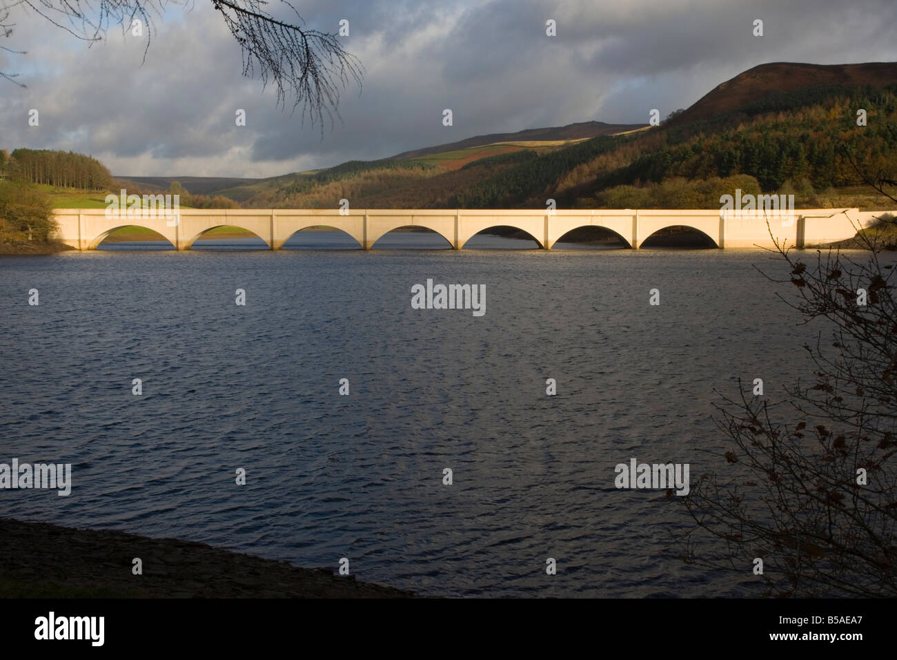 View of the Viaduct which carries the A57 Snake Pass across