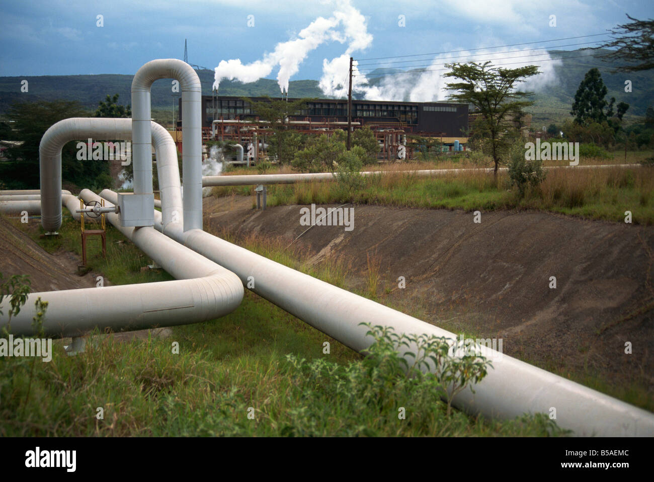 Olkaria Geothermal Plant Hells Gate National Park Kenya East Africa Africa Stock Photo