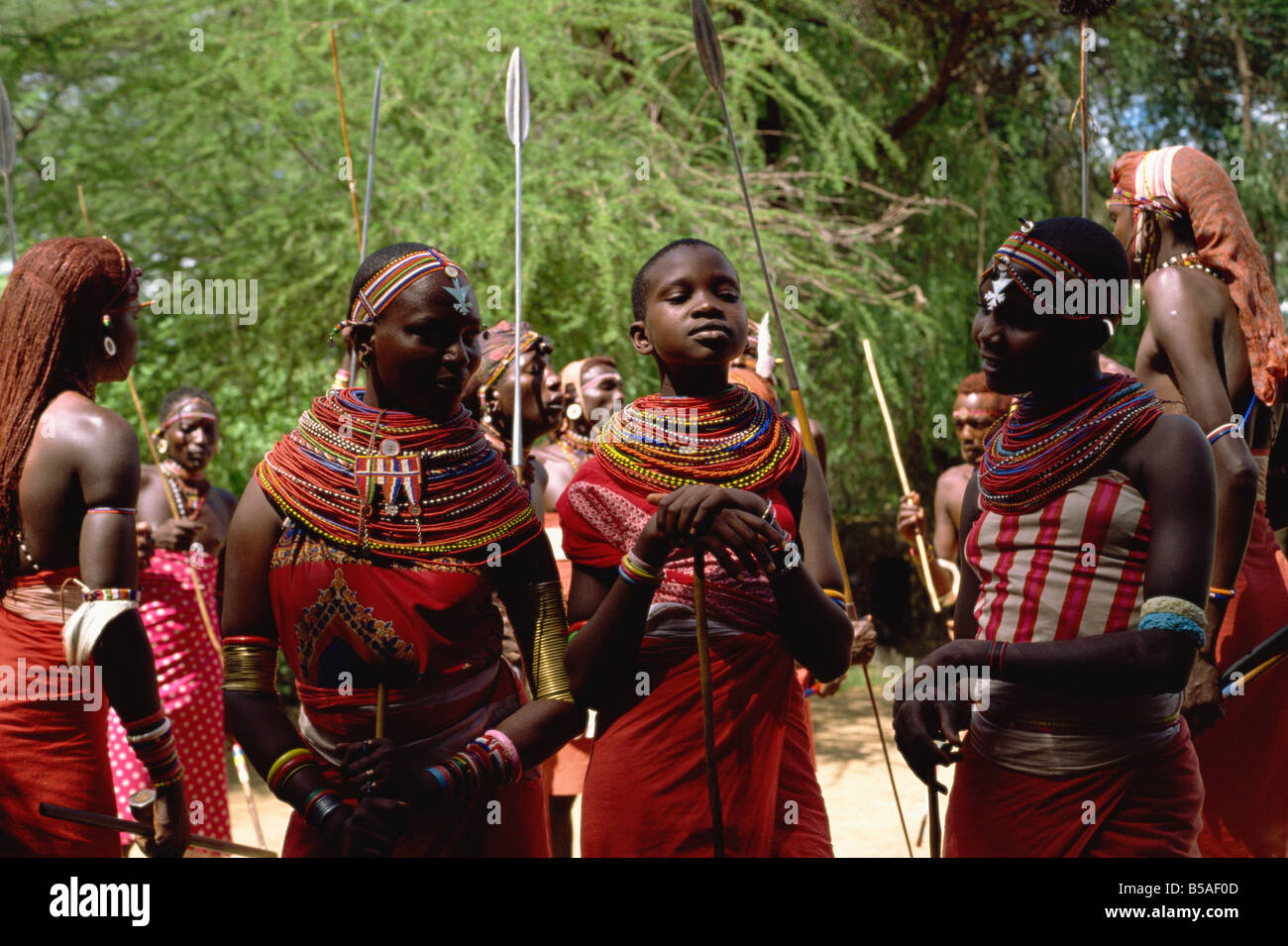 Young Samburu girls Kenya East Africa Africa Stock Photo