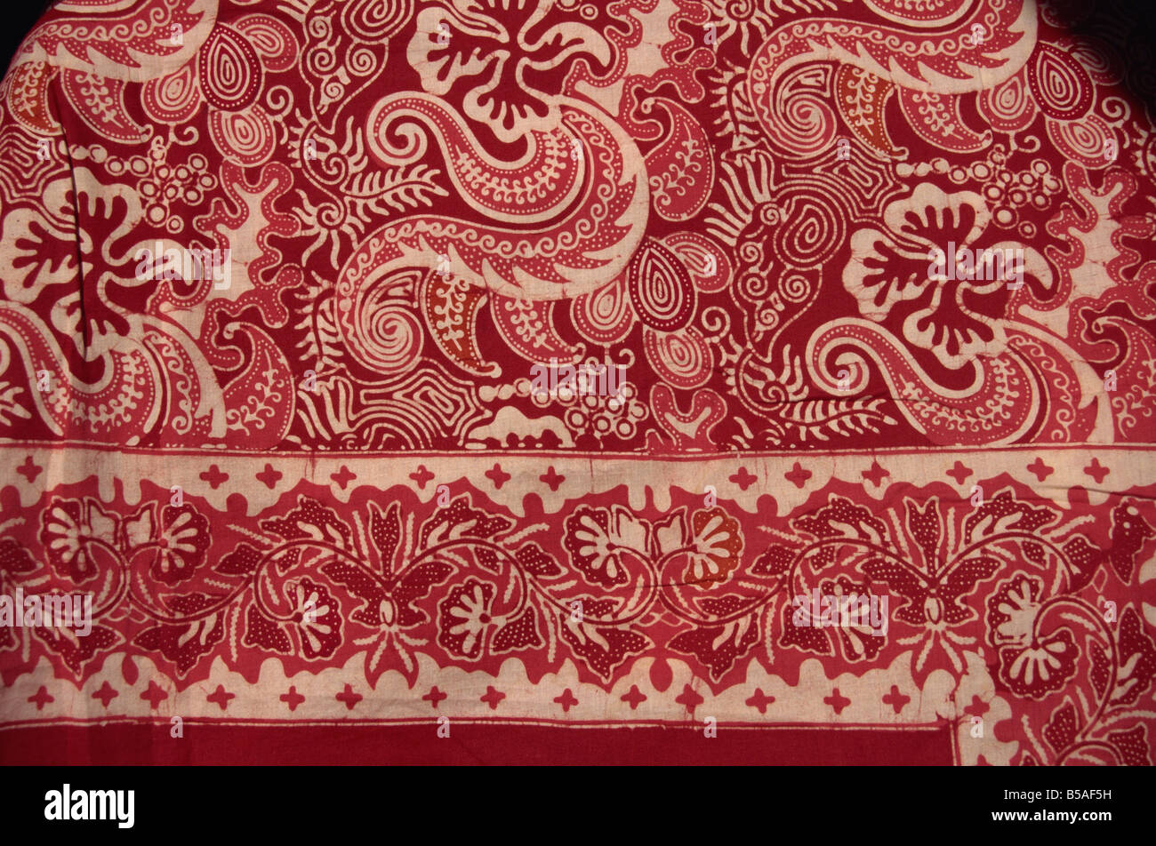 Border of batik cotton cloth Java Indonesia Southeast Asia Asia Stock Photo