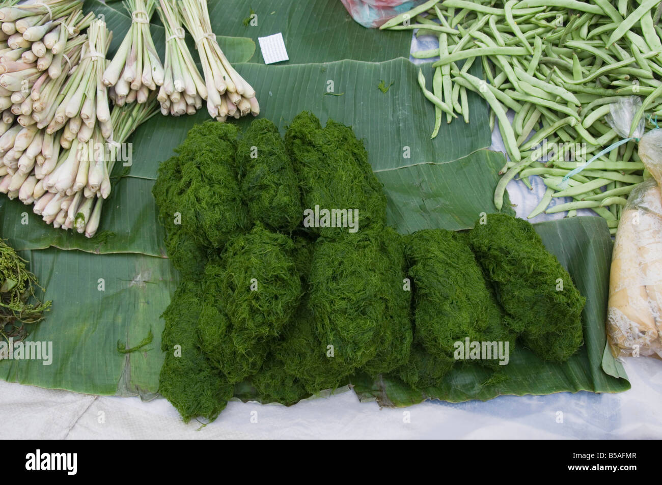 Morning food market, Luang Prabang, Laos, Indochina, Southeast Asia Stock Photo