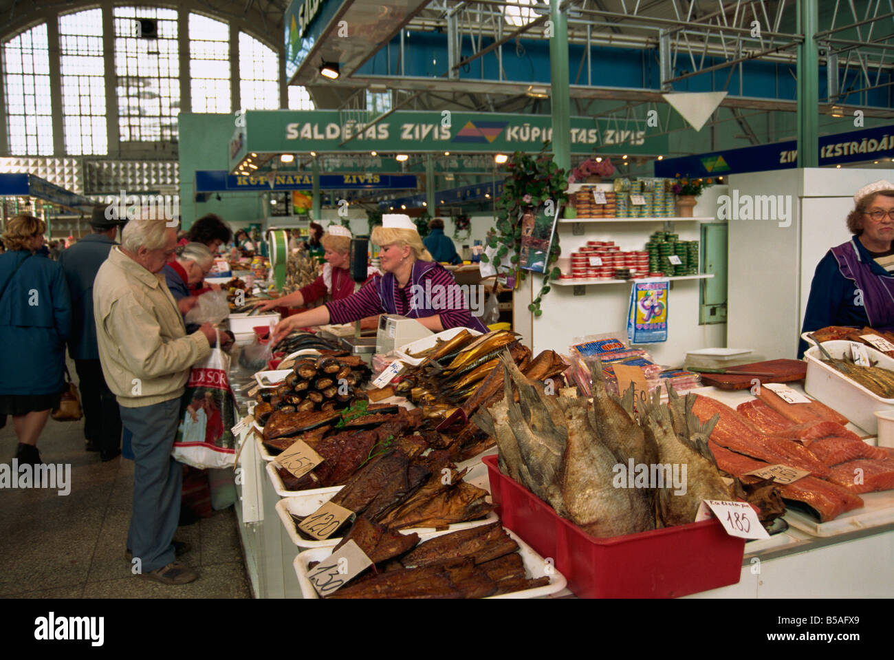 Fish market, Riga, Latvia, Baltic States, Europe Stock Photo