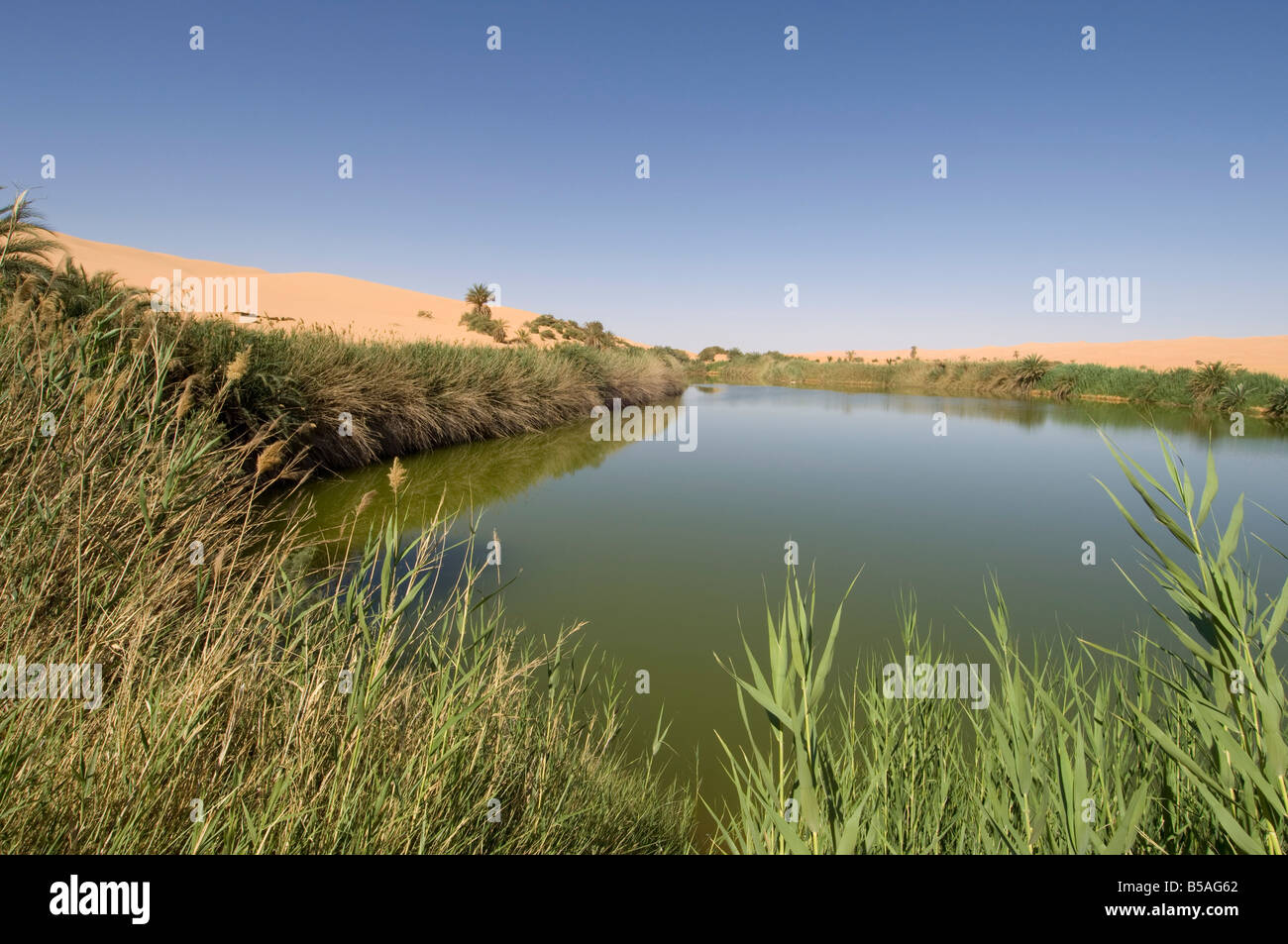 Mafu lake, Erg Awbari, Sahara desert, Fezzan, Libya, North Africa, Africa Stock Photo